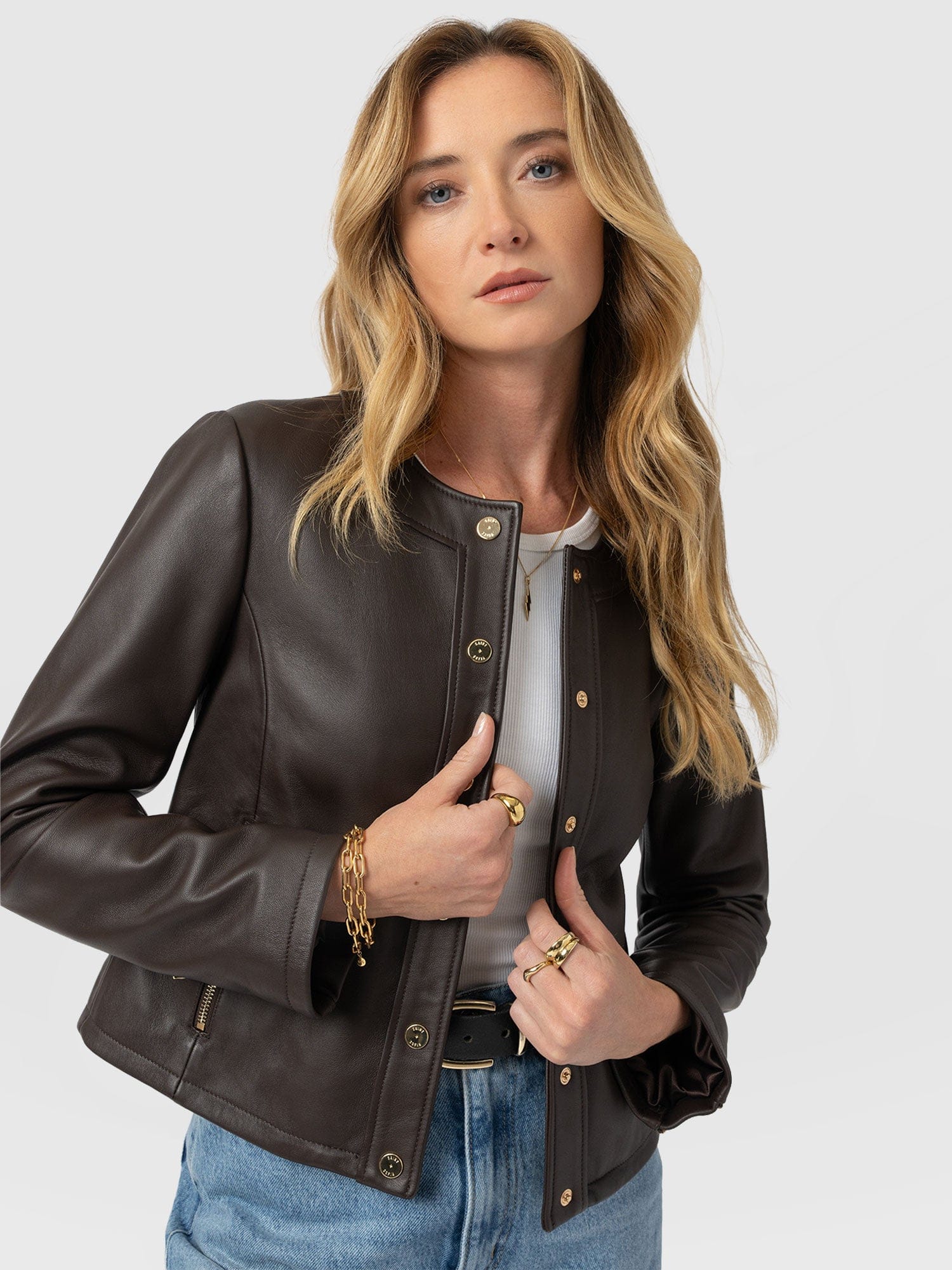 Skye Jacket - Chocolate - Women's Leathers | Saint + Sofia® EU